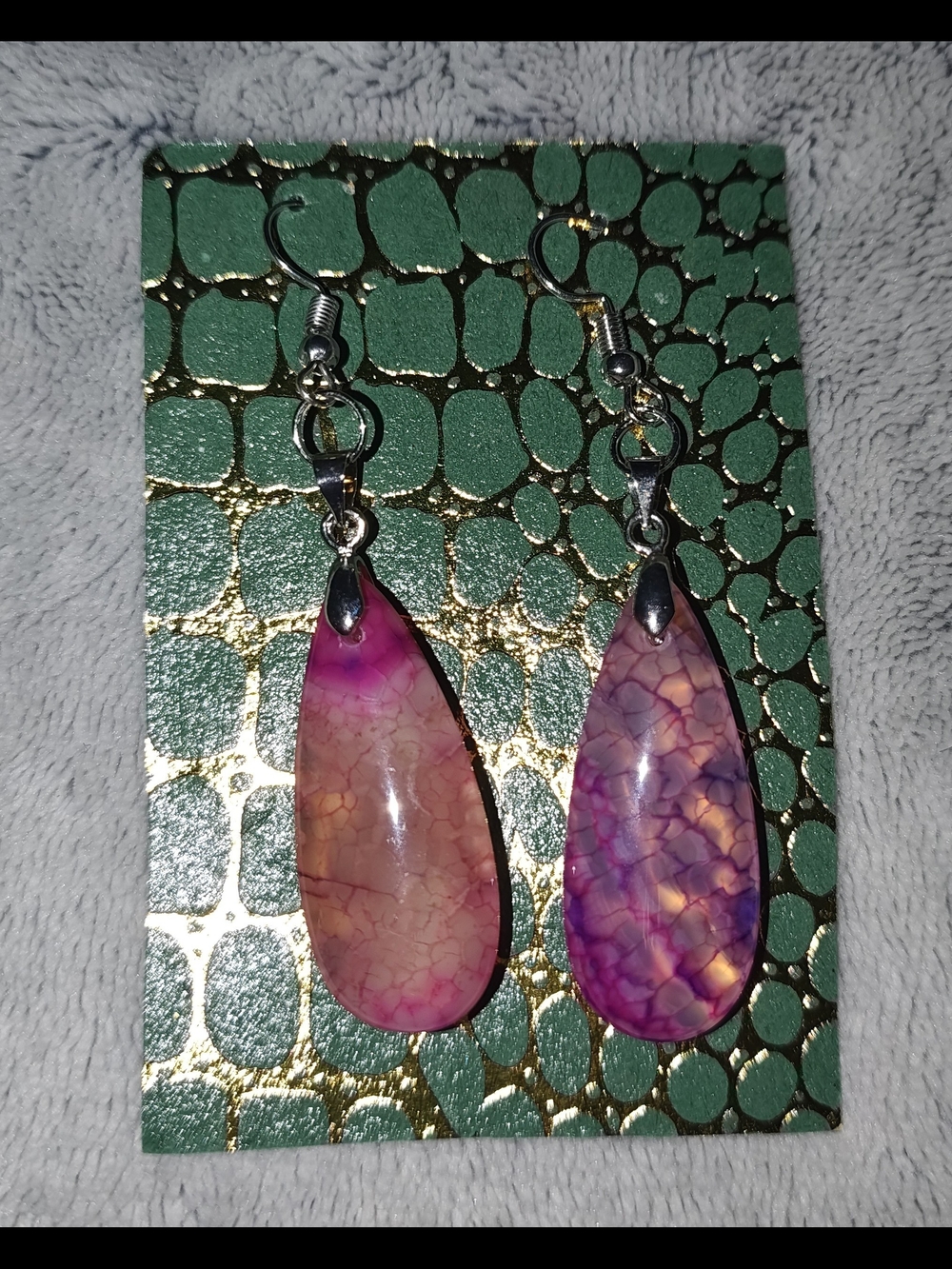 Pink Teardrop Dangle Earrings - Handmade Jewelry
